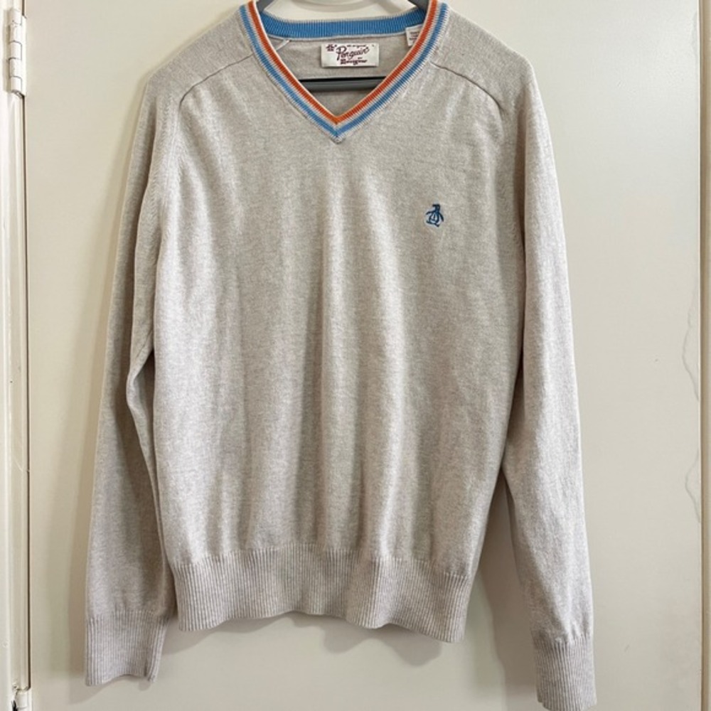 Original Penguin Men Cashmere Blend Sweater Large Cricket Preppy Golf Yve League